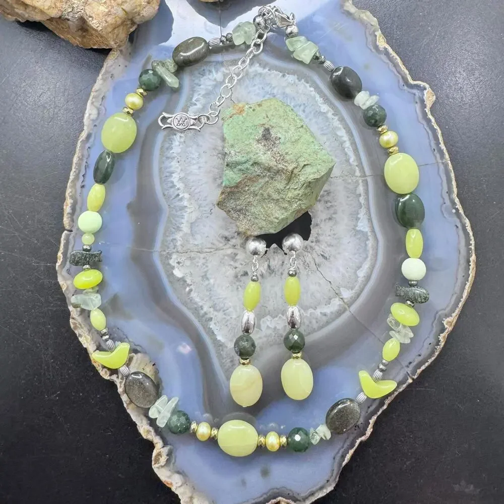Carolyn Pollack Serpentine/Prehnite Bead Necklace 17